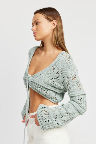 Long Sleeve Crochet Crop Top from Knit Tops collection you can buy now from Fashion And Icon online shop