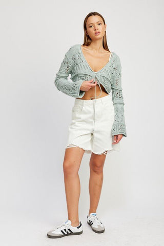 Long Sleeve Crochet Crop Top from Knit Tops collection you can buy now from Fashion And Icon online shop