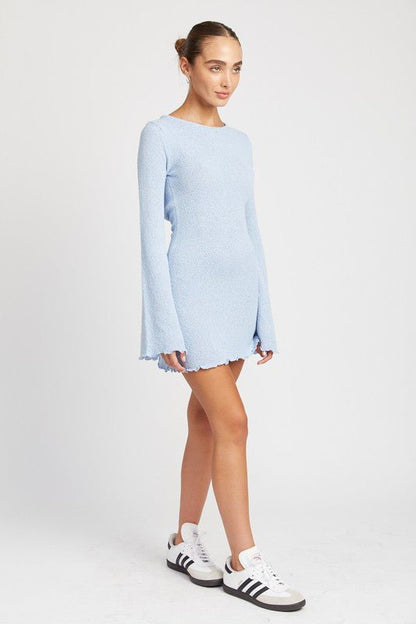 Long Sleeve Open Back Mini Dress from Mini Dresses collection you can buy now from Fashion And Icon online shop
