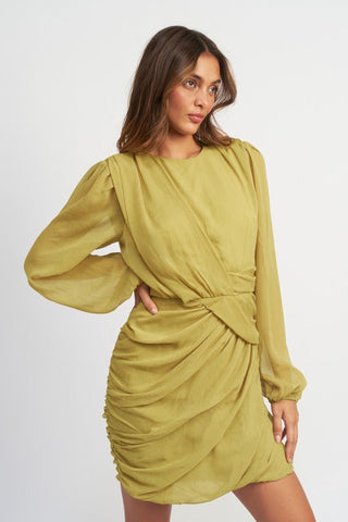 Long Sleeve Ruched Mini Dress from Holiday dress collection you can buy now from Fashion And Icon online shop