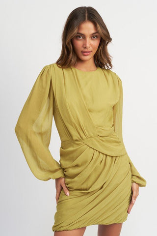 Long Sleeve Ruched Mini Dress from Holiday dress collection you can buy now from Fashion And Icon online shop