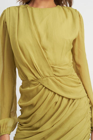 Long Sleeve Ruched Mini Dress from Holiday dress collection you can buy now from Fashion And Icon online shop