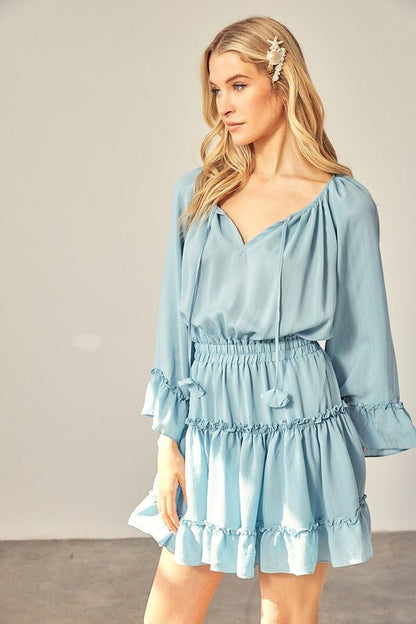 Long Sleeve Ruffle Mini dress from Mini Dresses collection you can buy now from Fashion And Icon online shop