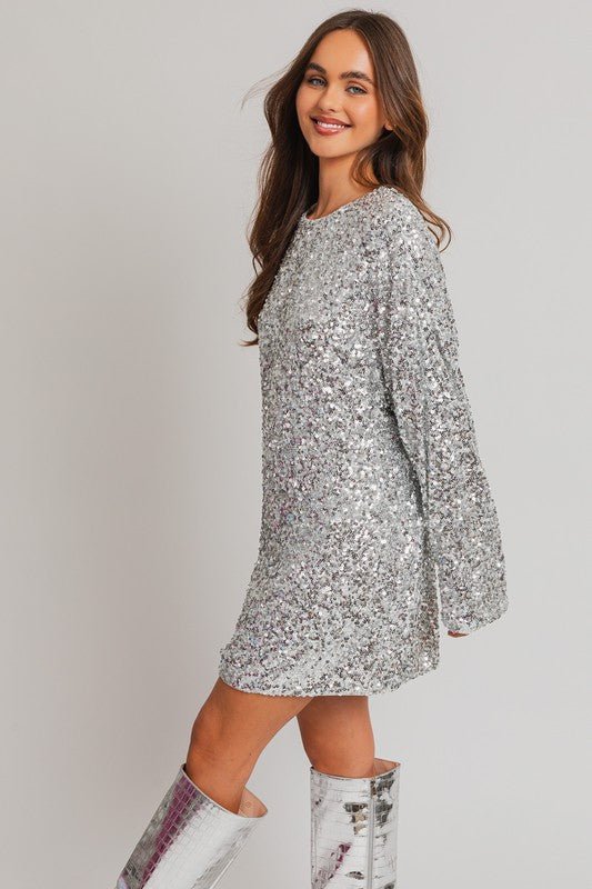 Long Sleeve Sequin Mini Dress from Mini Dresses collection you can buy now from Fashion And Icon online shop