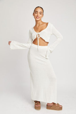 Long Sleeve Tie Front Crop Top from collection you can buy now from Fashion And Icon online shop