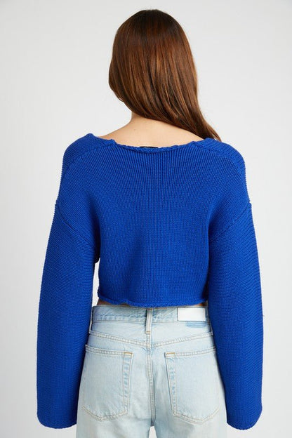 Long Sleeve V Neck Crop Top from Sweaters collection you can buy now from Fashion And Icon online shop