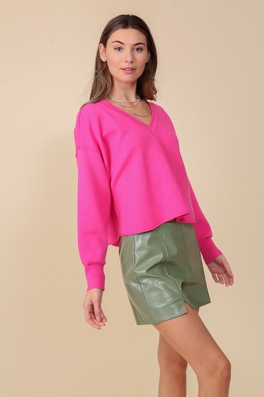 Long Sleeve V Neck Top from Sweaters collection you can buy now from Fashion And Icon online shop