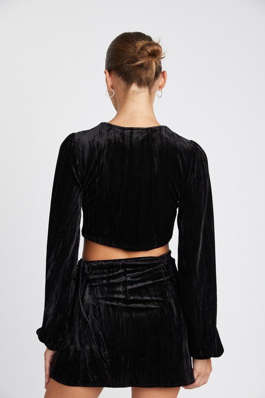 Long Sleeve Velvet Crop Top from Crop Tops collection you can buy now from Fashion And Icon online shop
