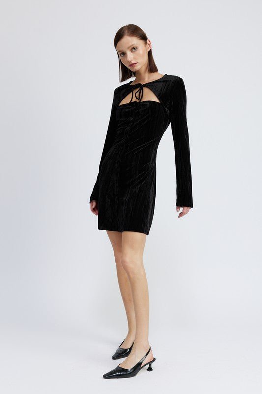 Long Sleeve Velvet Mini Dress from Mini Dresses collection you can buy now from Fashion And Icon online shop