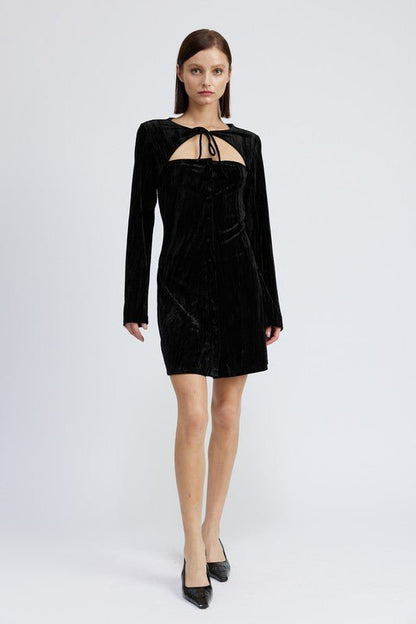 Long Sleeve Velvet Mini Dress from Mini Dresses collection you can buy now from Fashion And Icon online shop