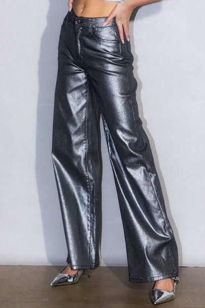 Metallic Wide leg Jeans from Jeans collection you can buy now from Fashion And Icon online shop