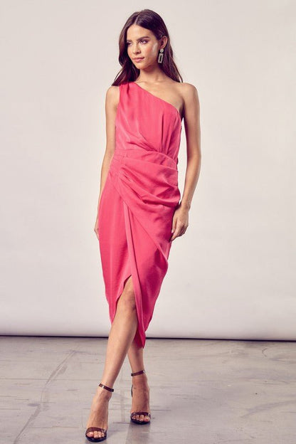 One Shoulder Midi Wrap Dress from Midi Dresses collection you can buy now from Fashion And Icon online shop