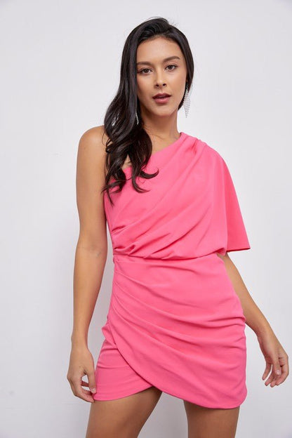 One Shoulder Mini Wrap Dress from Mini Dresses collection you can buy now from Fashion And Icon online shop