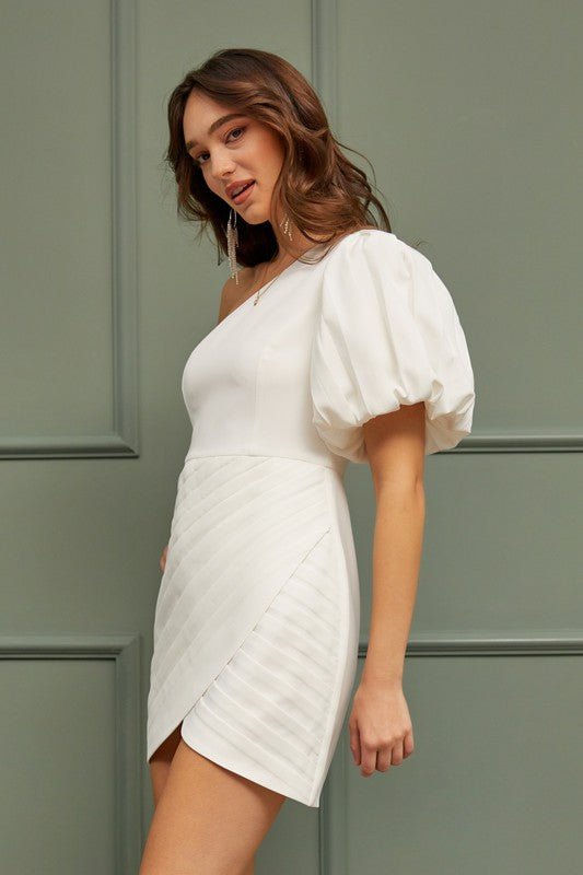 One sleeve Ruffle Dress from Mini Dresses collection you can buy now from Fashion And Icon online shop