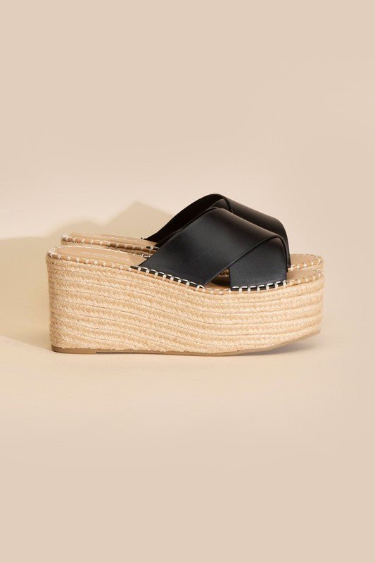 Partner-s Raffia Platform slides from collection you can buy now from Fashion And Icon online shop