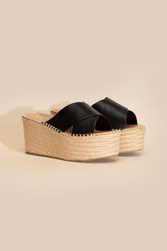 Partner-s Raffia Platform slides from collection you can buy now from Fashion And Icon online shop
