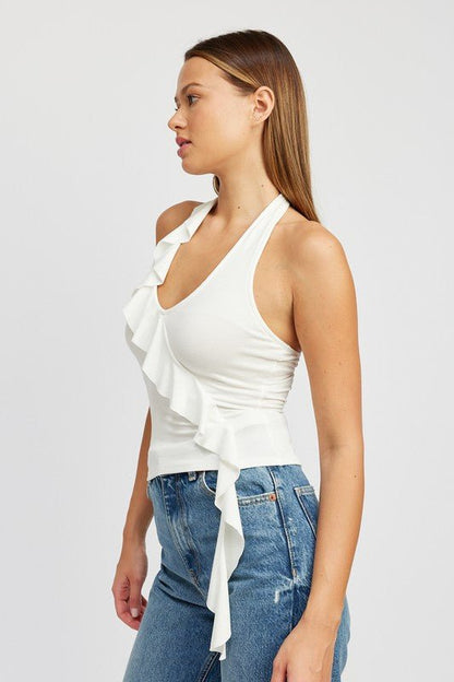 Ruffled Halter Top from Blouses collection you can buy now from Fashion And Icon online shop