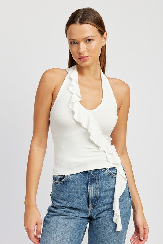 Ruffled Halter Top from Blouses collection you can buy now from Fashion And Icon online shop