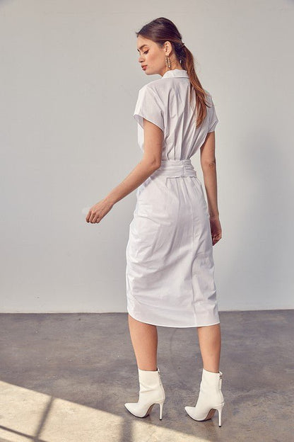 Short Sleeve midi Shirt Dress from Midi Dresses collection you can buy now from Fashion And Icon online shop