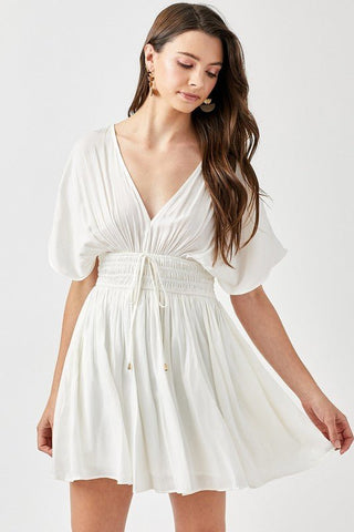 Short Sleeve Smocked Waist Mini Dress from Mini Dresses collection you can buy now from Fashion And Icon online shop