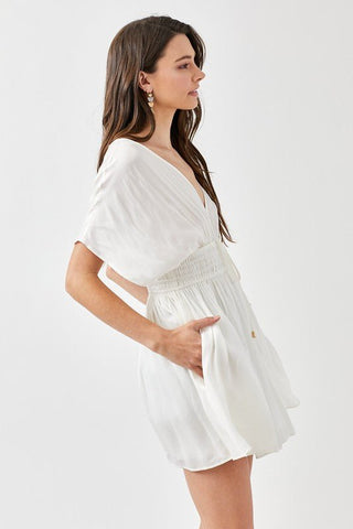 Short Sleeve Smocked Waist Mini Dress from Mini Dresses collection you can buy now from Fashion And Icon online shop