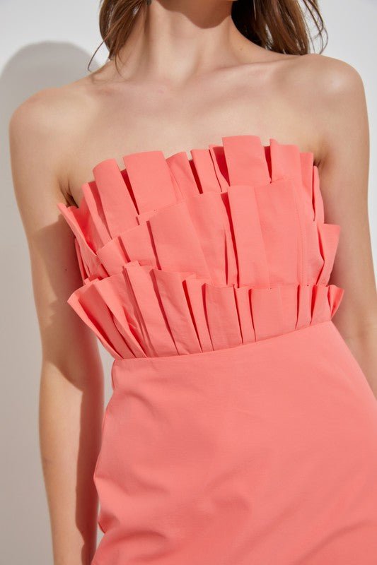 Strapless Ruffle Mini Dress from Mini Dresses collection you can buy now from Fashion And Icon online shop