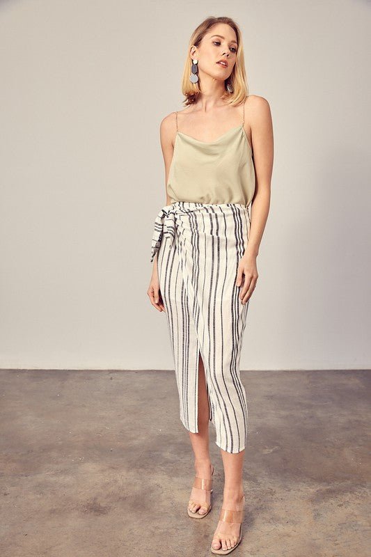 Stripe Overlap Skirt from Midi Skirts collection you can buy now from Fashion And Icon online shop