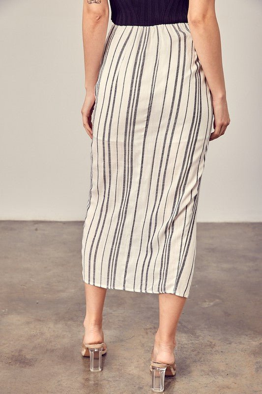 Stripe Overlap Skirt from Midi Skirts collection you can buy now from Fashion And Icon online shop
