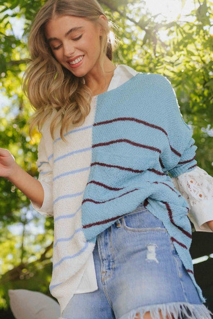 Striped Color Block Sweater from Sweaters collection you can buy now from Fashion And Icon online shop