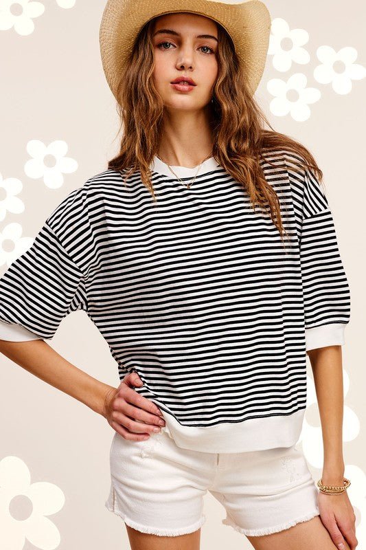 Striped Crew Neck Tee from Blouses collection you can buy now from Fashion And Icon online shop