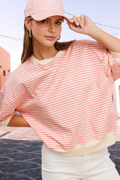 Striped Crew Neck Tee from Blouses collection you can buy now from Fashion And Icon online shop