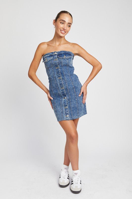 Tube Denim Dress from collection you can buy now from Fashion And Icon online shop