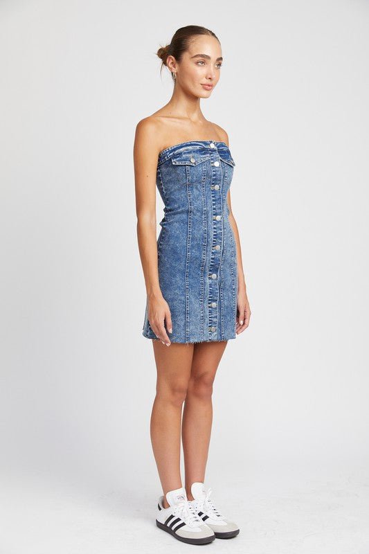 Tube Denim Dress from collection you can buy now from Fashion And Icon online shop