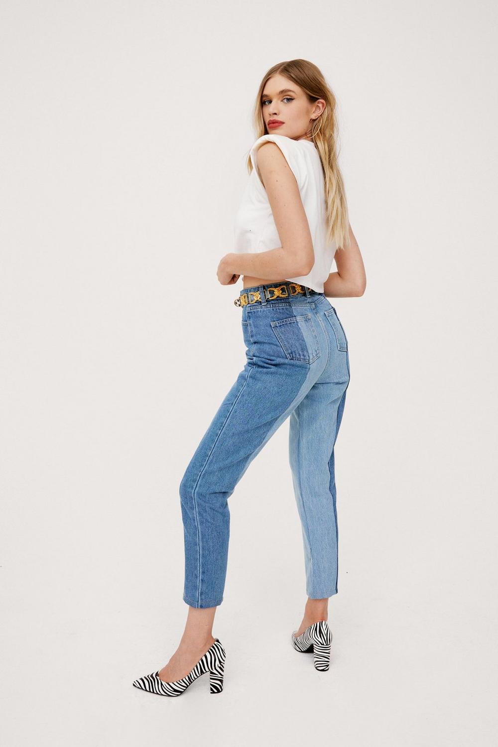 Two Tones Straight Leg Jeans from Jeans collection you can buy now from Fashion And Icon online shop