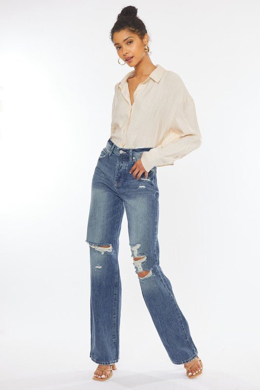 Ultra High-Rise Distressed 90s Flare from collection you can buy now from Fashion And Icon online shop