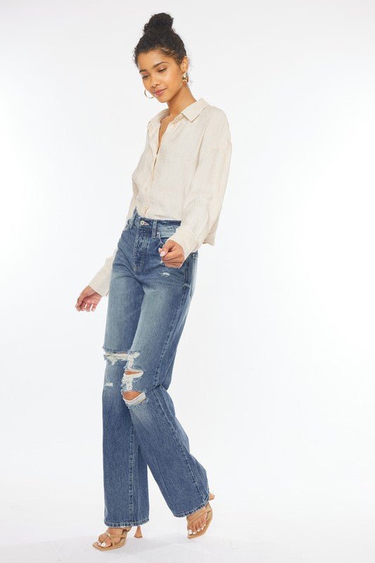 Ultra High-Rise Distressed 90s Flare from collection you can buy now from Fashion And Icon online shop