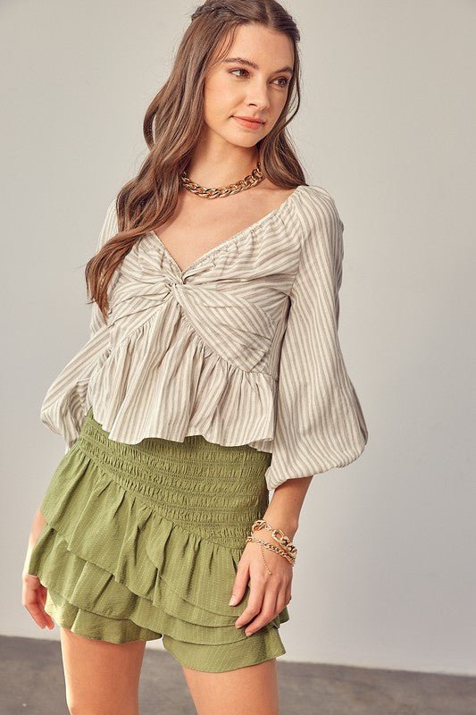 V Neck Puff Sleeve Blouse from Blouses collection you can buy now from Fashion And Icon online shop