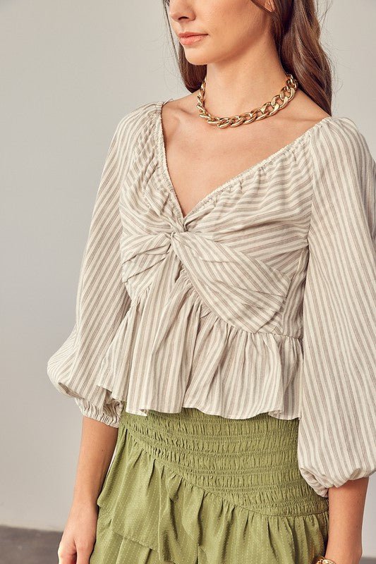 V Neck Puff Sleeve Blouse from Blouses collection you can buy now from Fashion And Icon online shop