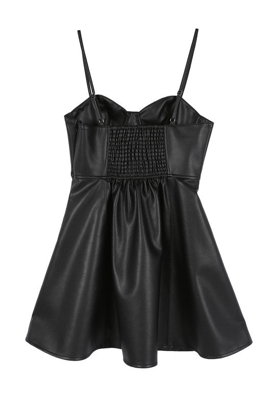 Vegan Leather Mini Dress from Mini Dresses collection you can buy now from Fashion And Icon online shop