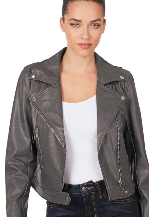 Vegan Leather Moto Jacket from Jackets collection you can buy now from Fashion And Icon online shop