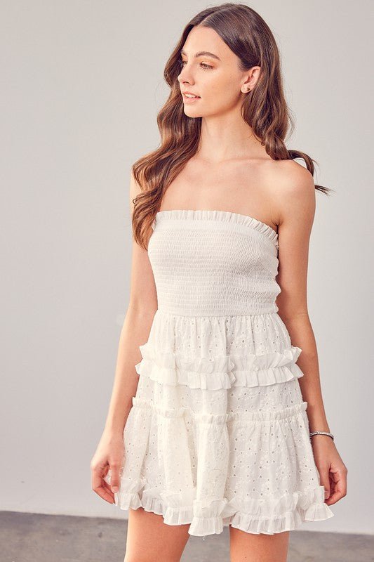 White Embroidered Mini Dress from Mini Dresses collection you can buy now from Fashion And Icon online shop