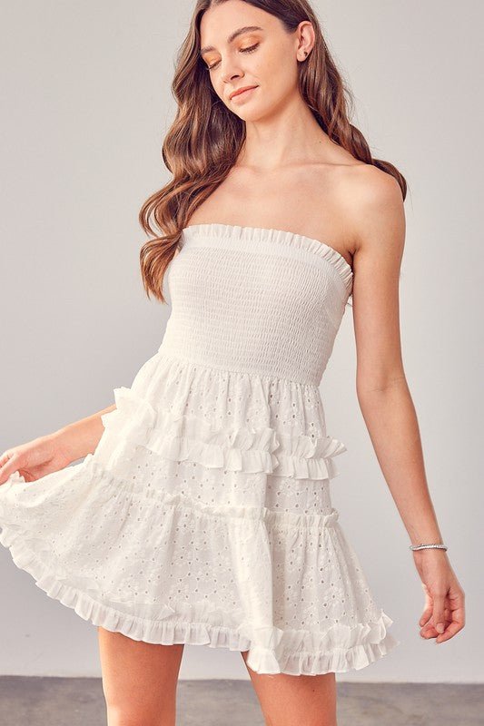 White Embroidered Mini Dress from Mini Dresses collection you can buy now from Fashion And Icon online shop