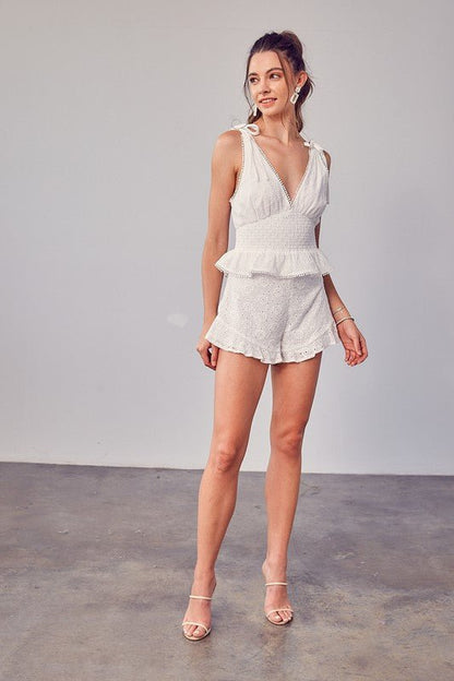 White Eyelet Shorts from Shorts collection you can buy now from Fashion And Icon online shop
