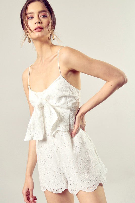 White Tie Front Romper from Rompers collection you can buy now from Fashion And Icon online shop