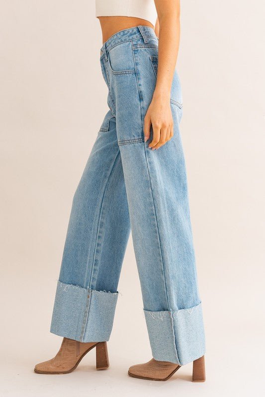 Wide Leg Cuffed Jeans from Jeans collection you can buy now from Fashion And Icon online shop