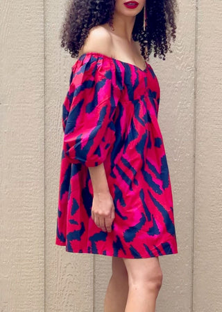 Zebra Print Puff Sleeve Mini Dress Promotions from Mini Dresses collection you can buy now from Fashion And Icon online shop