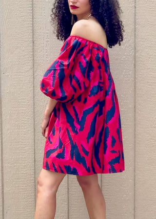 Zebra Print Puff Sleeve Mini Dress Promotions from Mini Dresses collection you can buy now from Fashion And Icon online shop